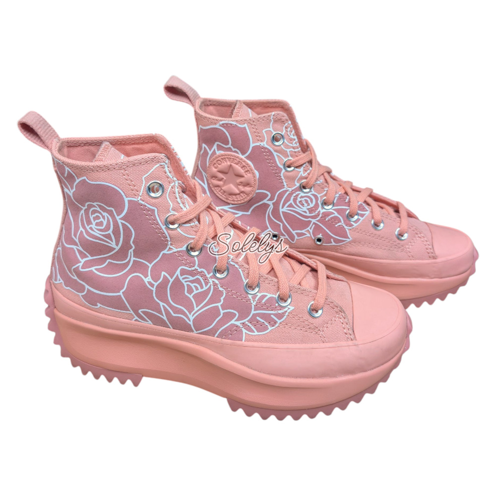 Converse x Natasha Cloud Run Star Hike Floral Pink Quartz Platform Sneaker 5 - Picture 5 of 11
